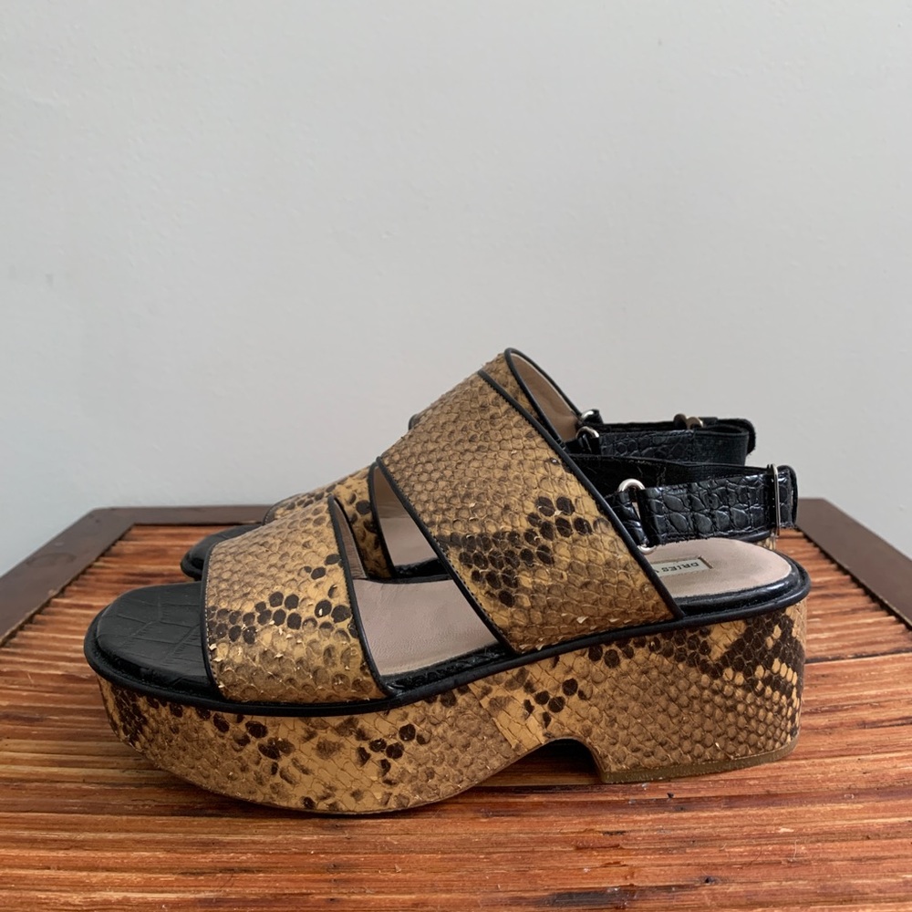 DRIES VAN NOTEN Snakeskin Wedge Sandal 36.5 Italy